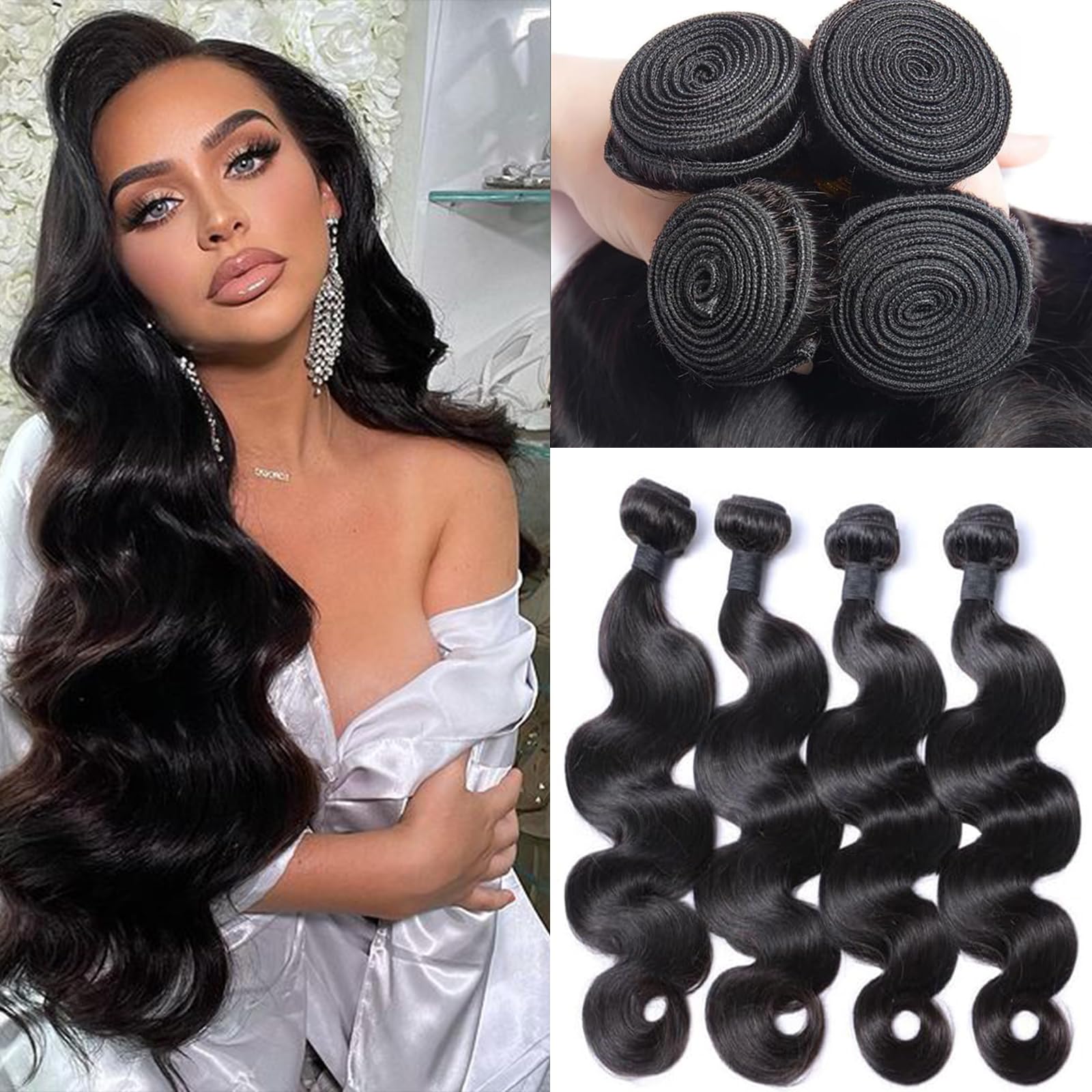 Brazilian Virgin Body Wave Hair Bundles 16-22 Inch