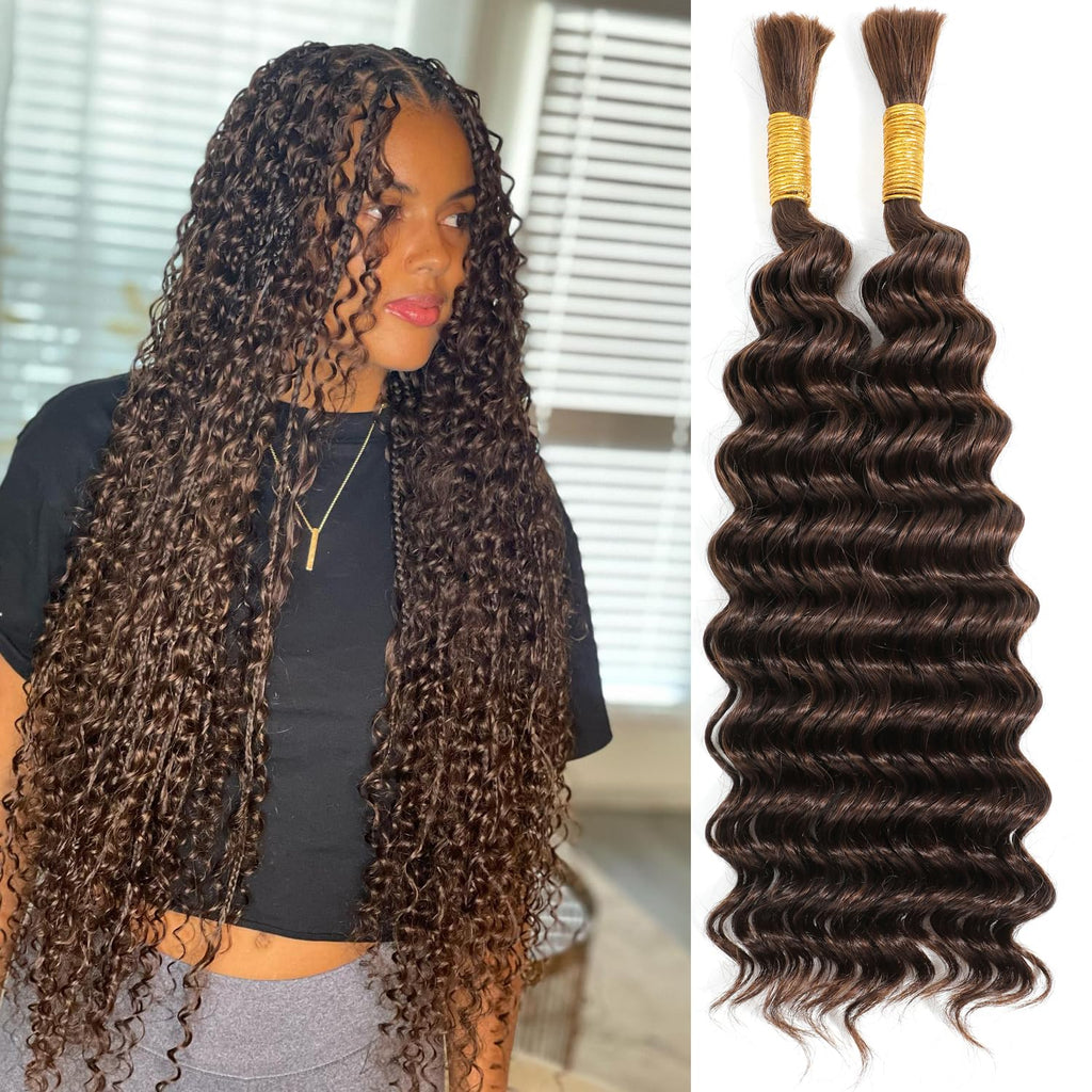 Deep Wave 20" Brazilian Virgin Braiding Hair 100g - Dark Brown