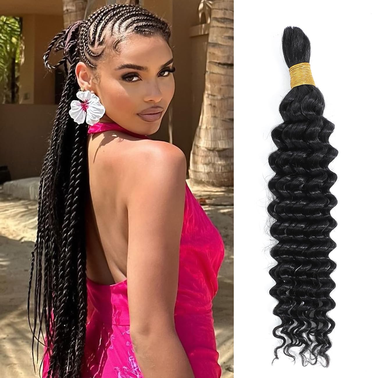 Curly Human Braiding Hair 18 Inch Bundle - Natural Color