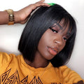 Semi Woven Bob Lace Wig with Human Hair