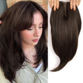 starluck 18 Inch Light Chestnut Brown Hair Toppers for Women Synthetic Hair Toppers Hair Pieces Swiss Base with 3 Clips in Wiglets Toppers for Women with Thinning Hair Grey Hair Hair Loss