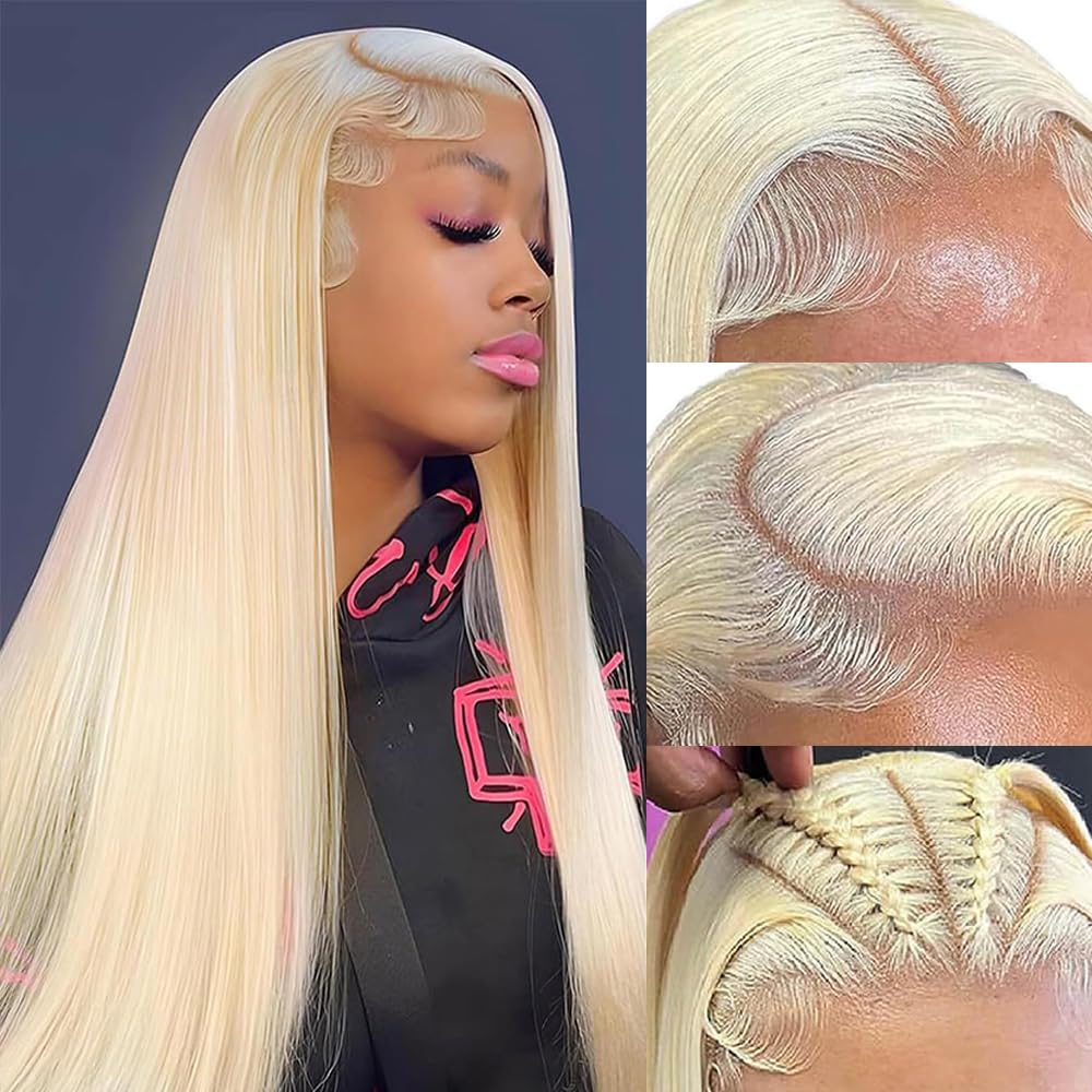 Blonde Human Hair Lace Front Wig 613 28 Inch