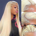 Blonde Human Hair Lace Front Wig 613 28 Inch