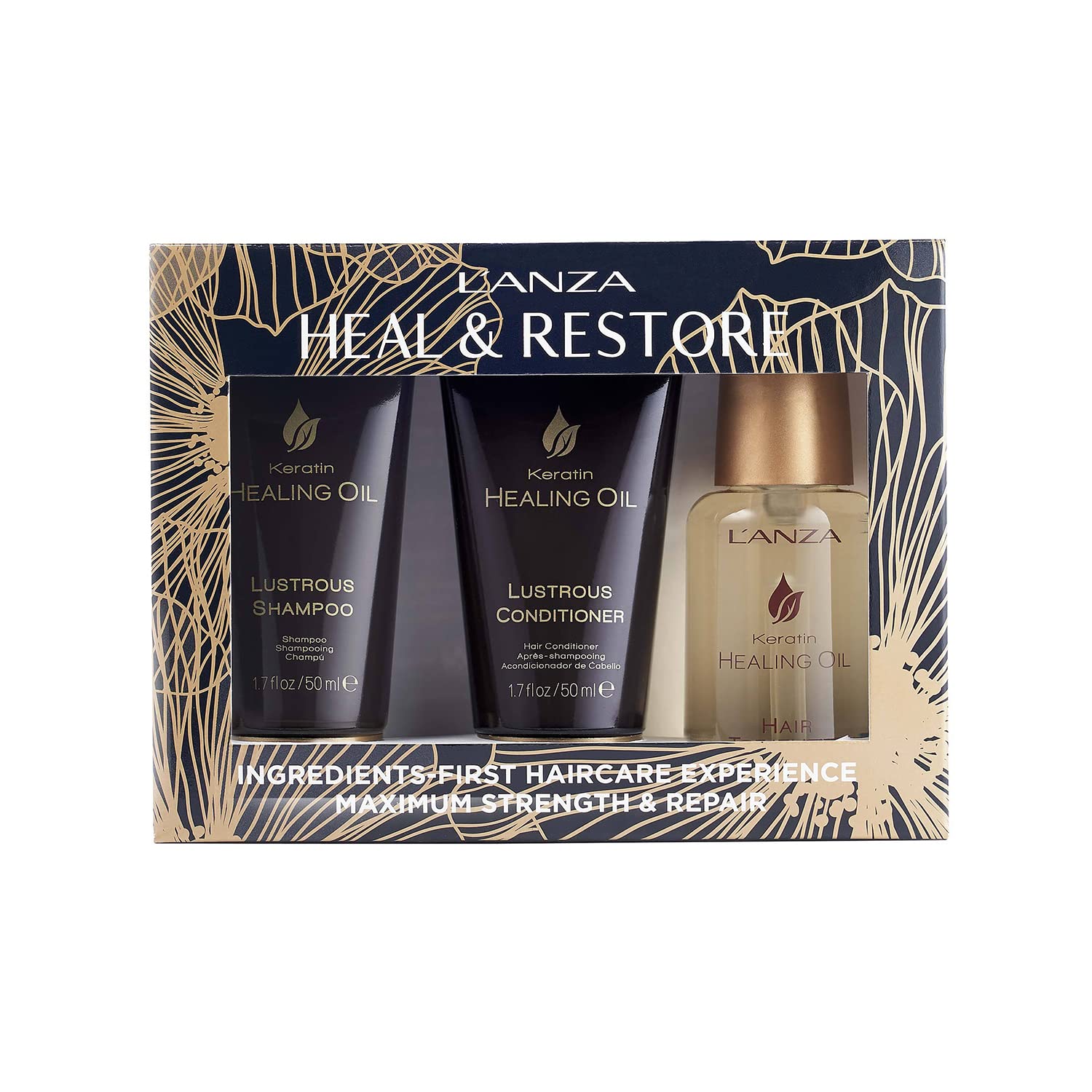 LANZA Luxury Hair Travel Set - Volumizing Shampoo, Conditioner & Keratin Oil