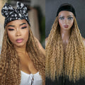 JZhair #27 Honey Blonde Braids Band Wig With Human Hair Curly Ends Boho Box Braids Head Band Wig Grab And Go Braided Hair Extensions For Women Color 27 20 Inch