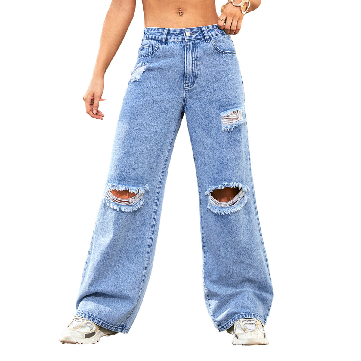 Chic High Waist Vintage Denim Pants