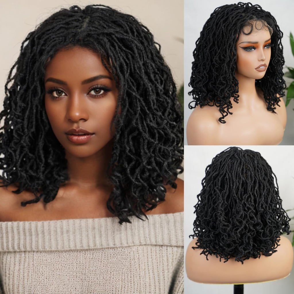 LUXE Bob Black Braided Wig 16' Lace Front with Baby Hair