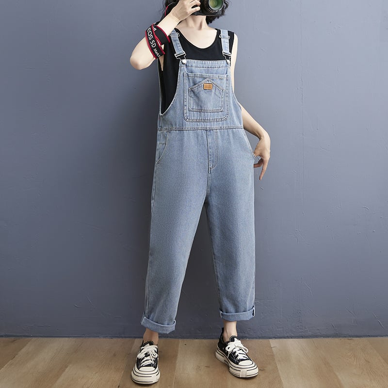 Chic Washed Denim Overalls for Women