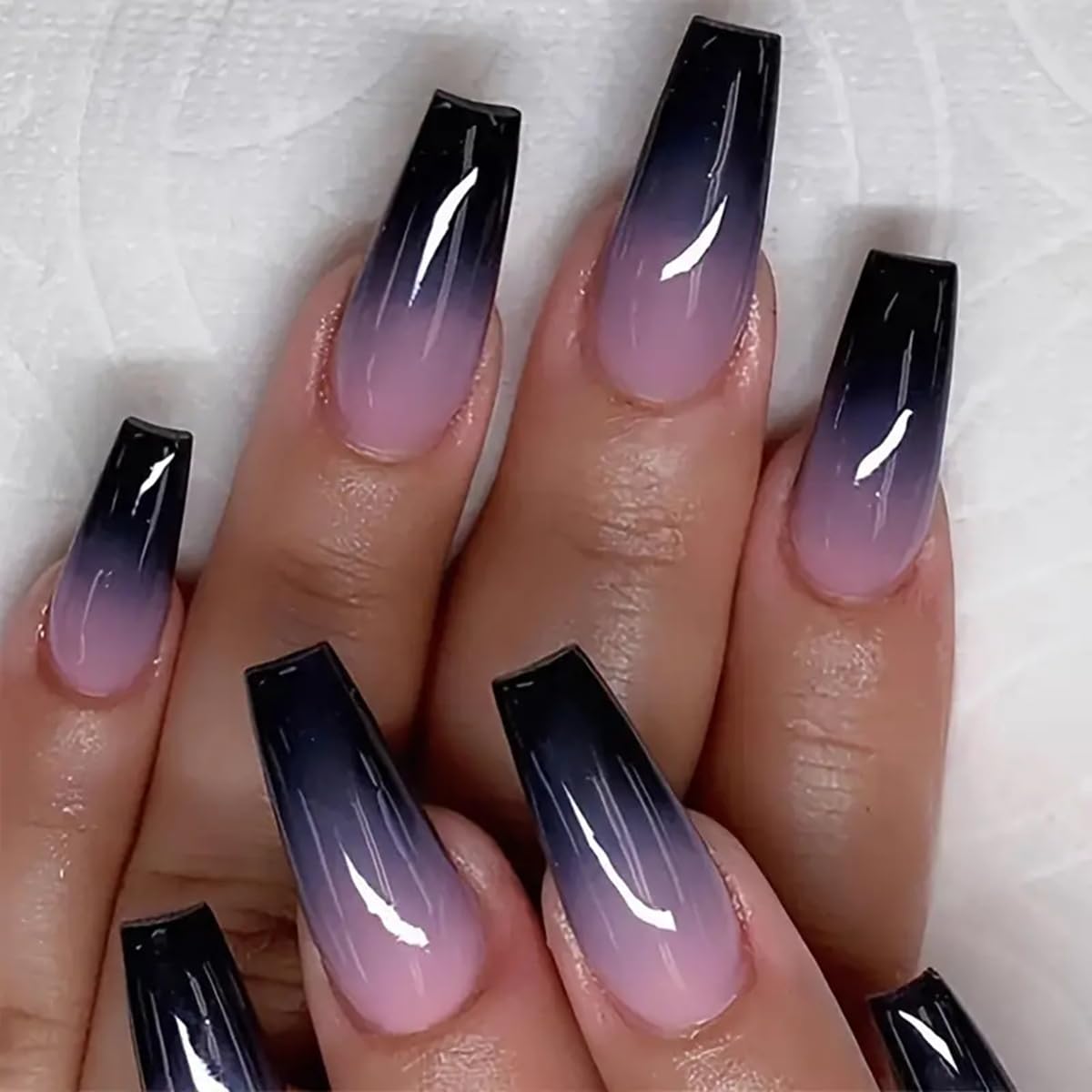 Coffin Style Gradient Fake Nails Set