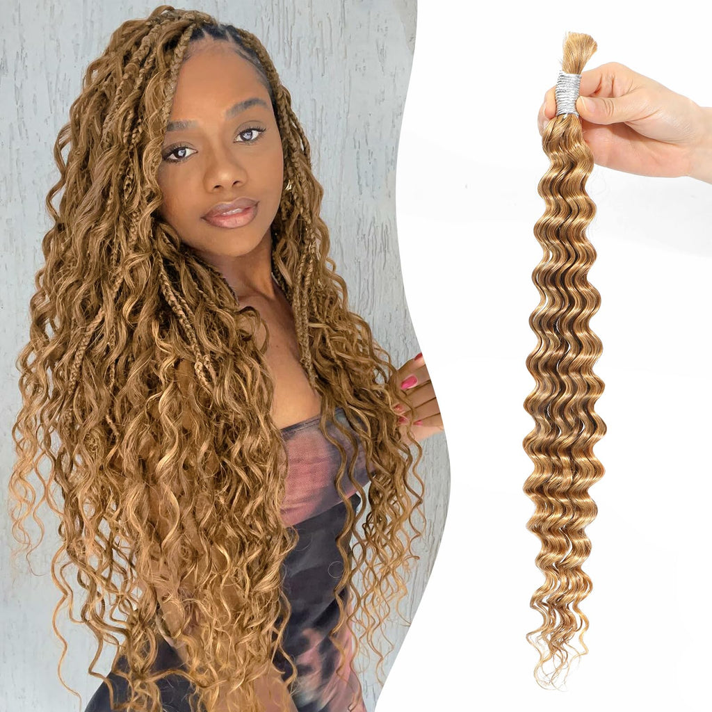 Honey Blonde Deep Wave Braiding Hair 26 Inch