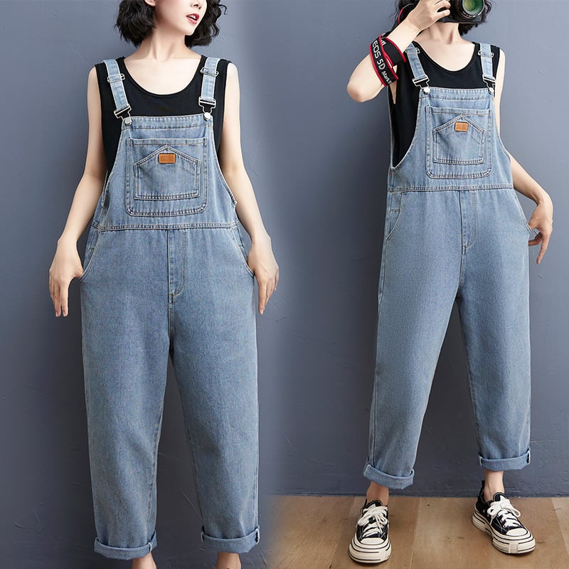 Chic Washed Denim Overalls for Women