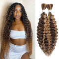 Ombre Deep Wave Human Braiding Hair 22 Inch - 2 Bundles, 100g Honey Blonde 4/27