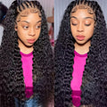 13X6 Lace Front Wigs Human Hair Curly Wigs Pre Plucked 200% Density HD Transparent Lace Frontal Braided Human Hair Wig Brazilian Deep Wave Lace Front Wigs Human Hair with Baby Hair 22inch