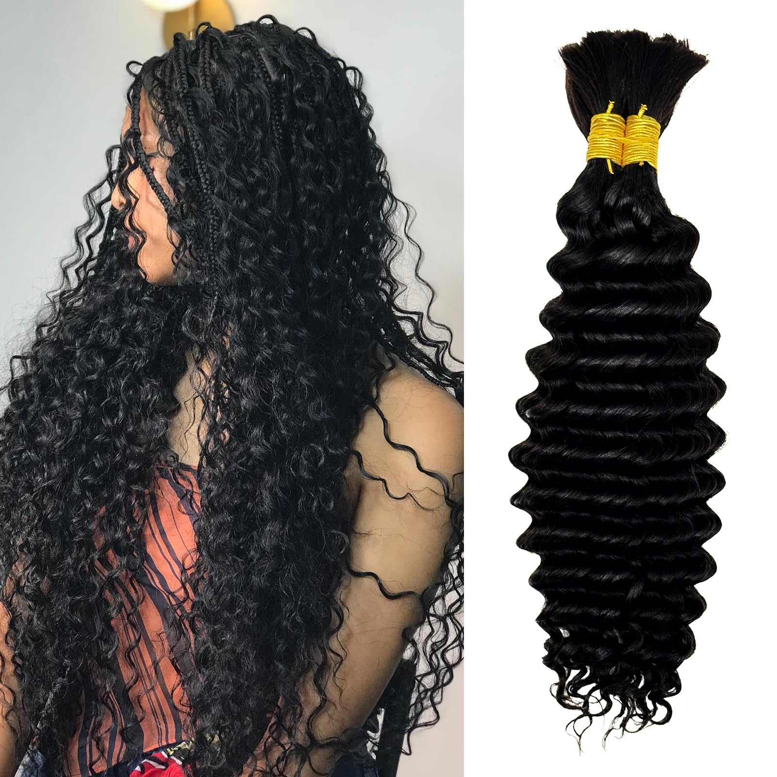 Virgin Brazilian Deep Wave Braiding Hair 20 Inch 100g