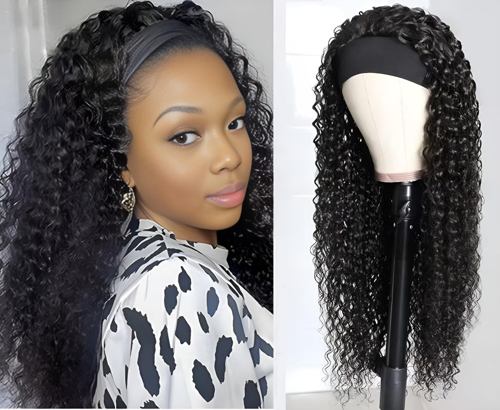 Chic Curly Headband Wig 16 Inch Human Hair