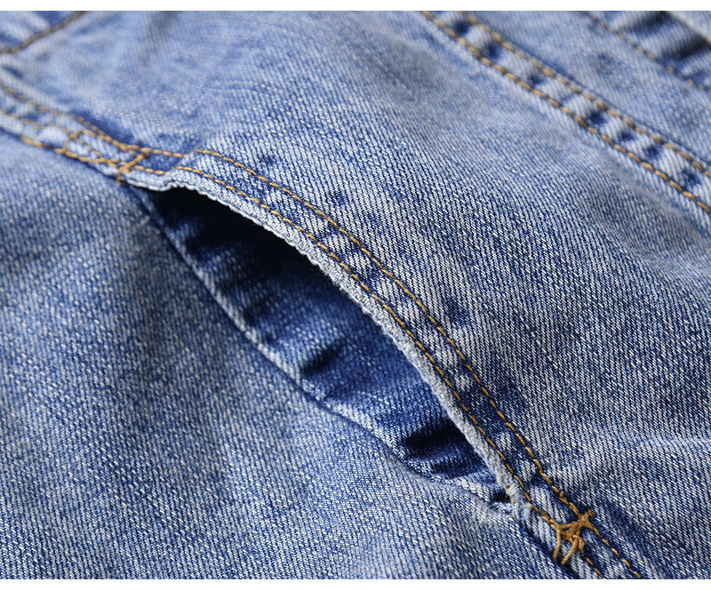 Classic Wash Distressed Oversized Denim Jacket
