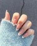 Almond White French Tip Press-Ons