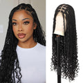 Fecihor 13x8 Inch HD Lace Front Boho Knotless braided Wigs For Women 36" Braided Wig With Baby Hair Braid Lace Front Wig Human Hair Blended Bohemian Braiding Wig