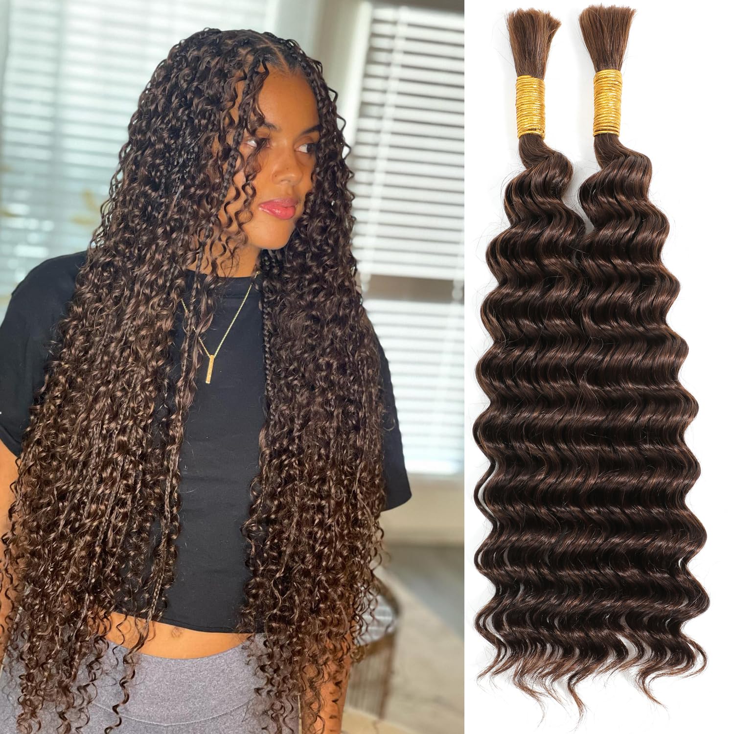 Deep Wave 20" Brazilian Virgin Braiding Hair 100g - Dark Brown