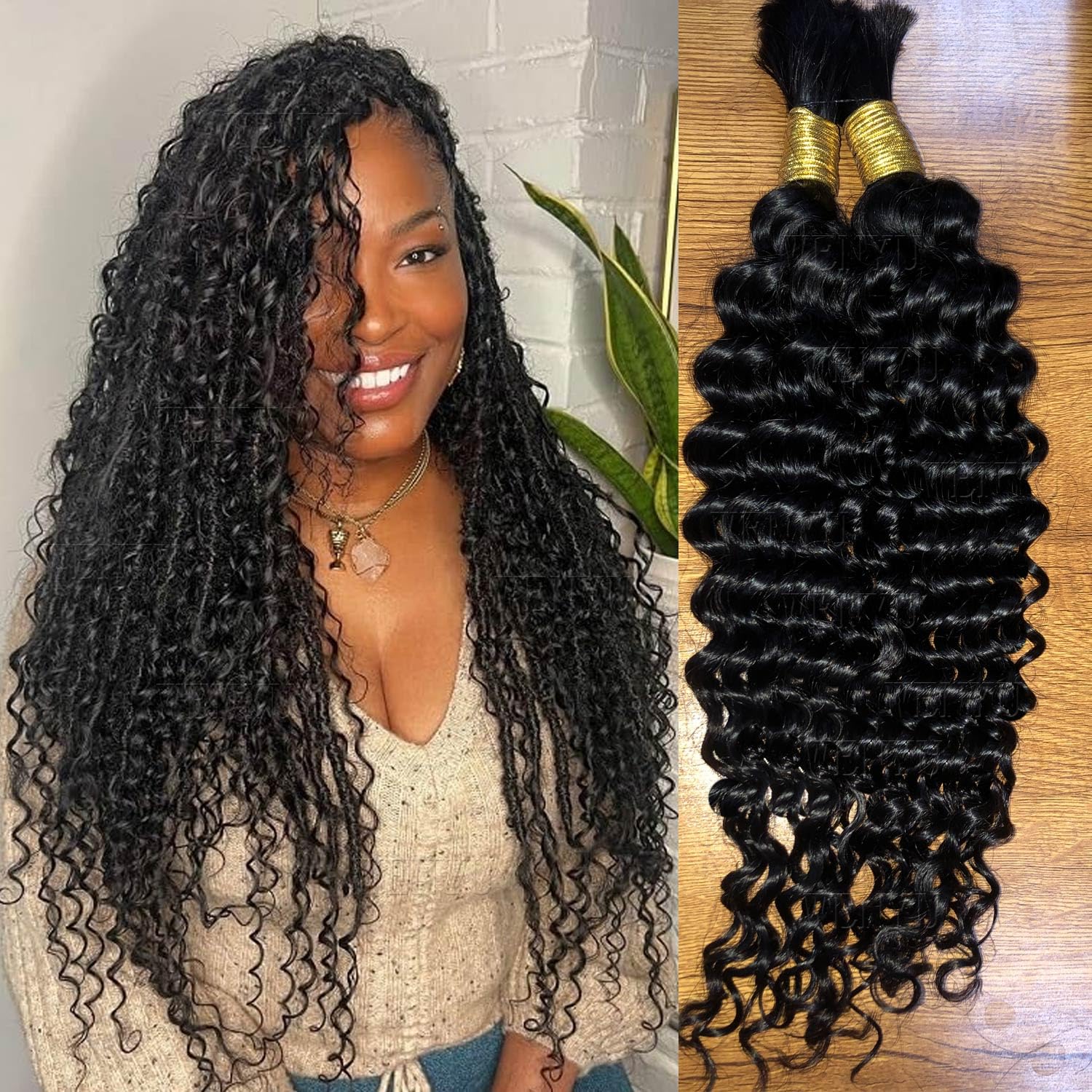 WENYU Virgin Deep Wave Human Braiding Hair 100g