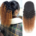 Curly Remy Hair Ponytail Extension 20 inch Soft 1B/30 Brown