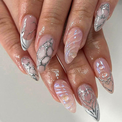 24Pcs Ripple Almond Press-On Nails