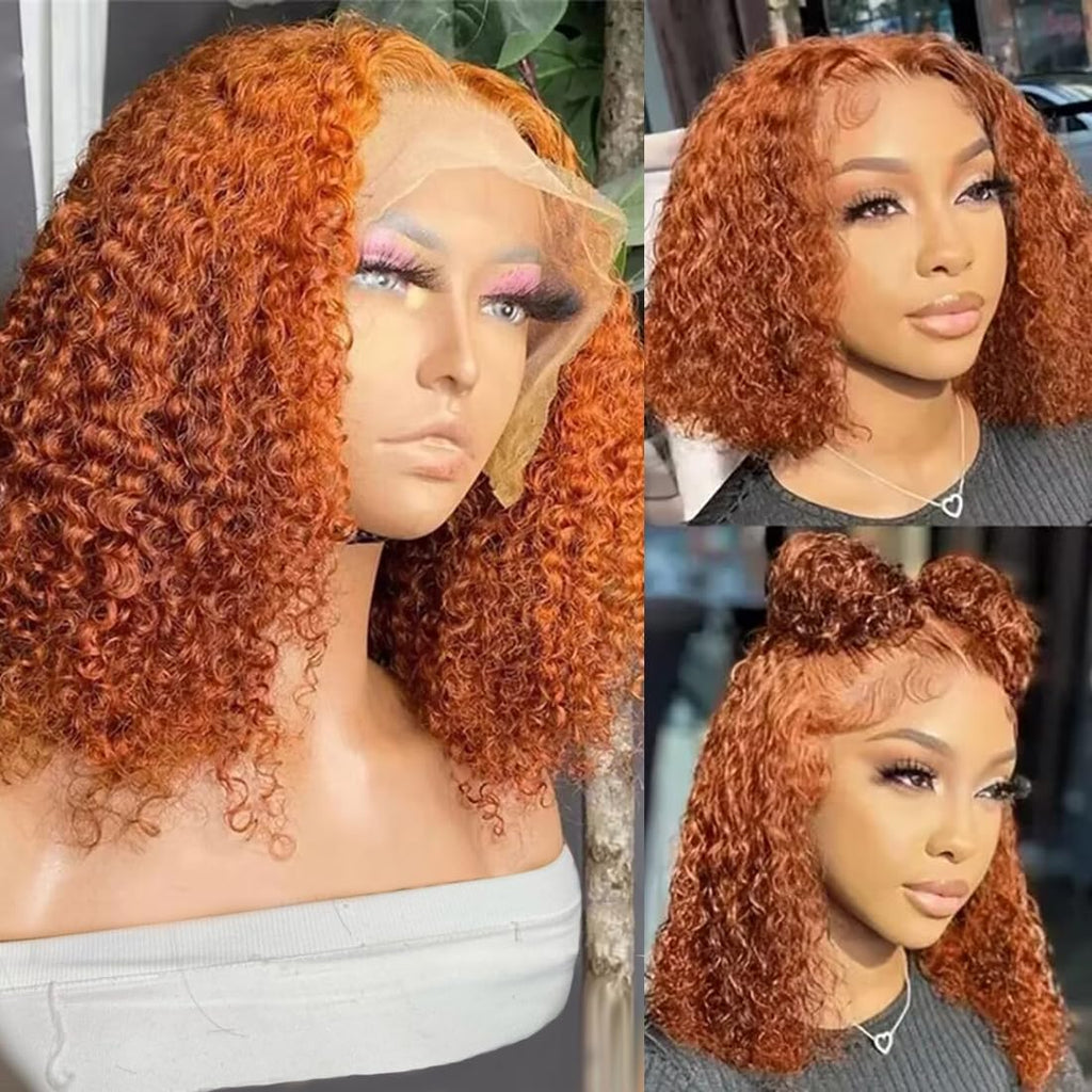 Ginger Curly Bob 13x4 Lace Front Wig 12 Inch