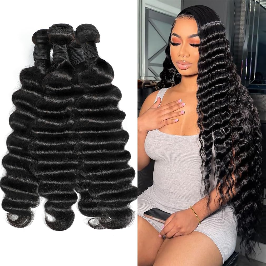 Brazilian Loose Deep Wave Hair Bundles 20-26 Inch