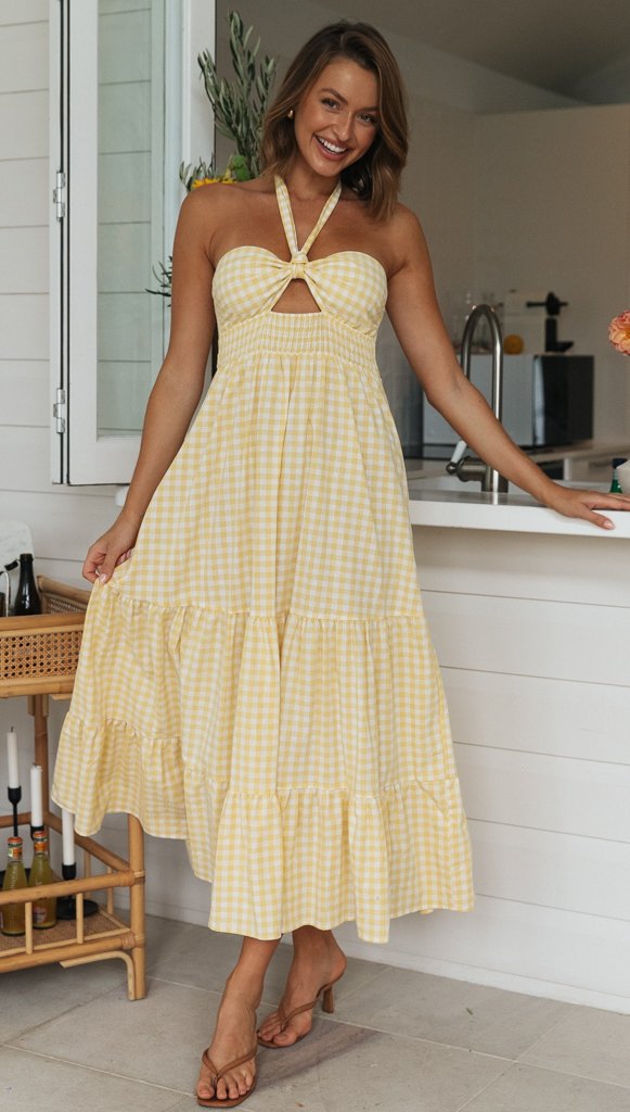 Women's Open Back Print Swing Long Dress