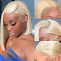 YATUWIN Blonde Bob Human Hair Wig 13X4 Lace 180% Density 12 Inch