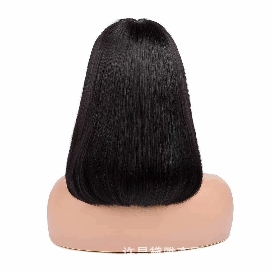 Short Bob Human Hair Wig with Bangs - Full Mechanism