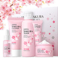 5Pc Sakura Moisture Boost Beauty Kit - Korean Skincare with Cleanser, Serum, Cream, Toner, and Mud Mask