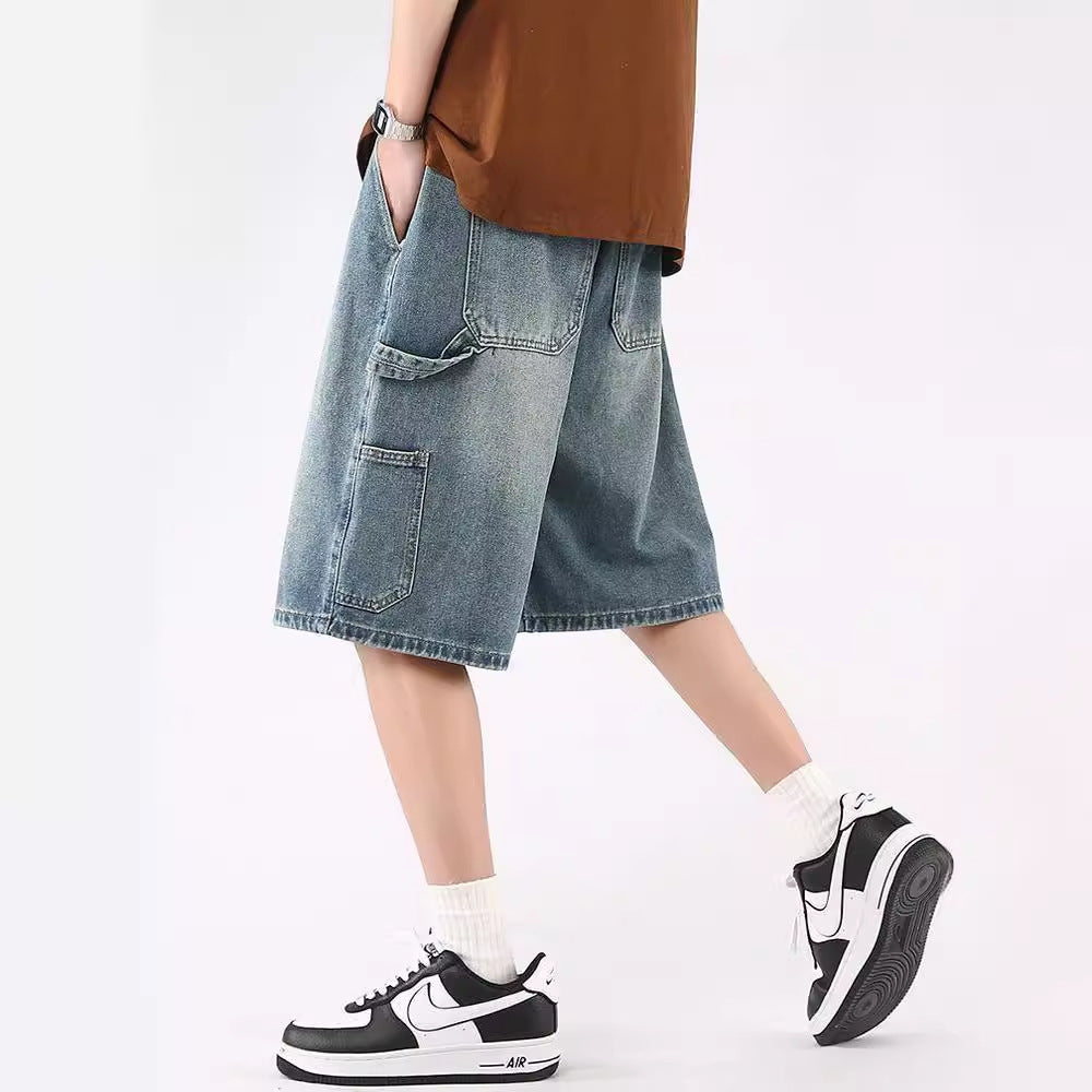 Stylish Men's Distressed Denim Shorts - Summer Vintage