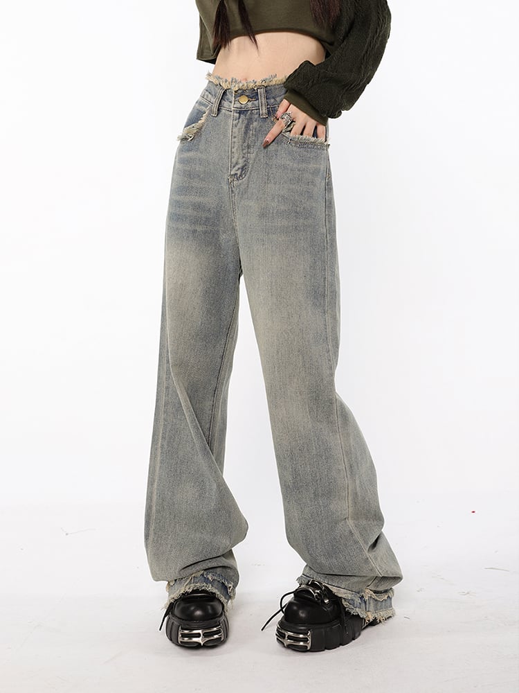 American Chic High-Waist Straight Jeans