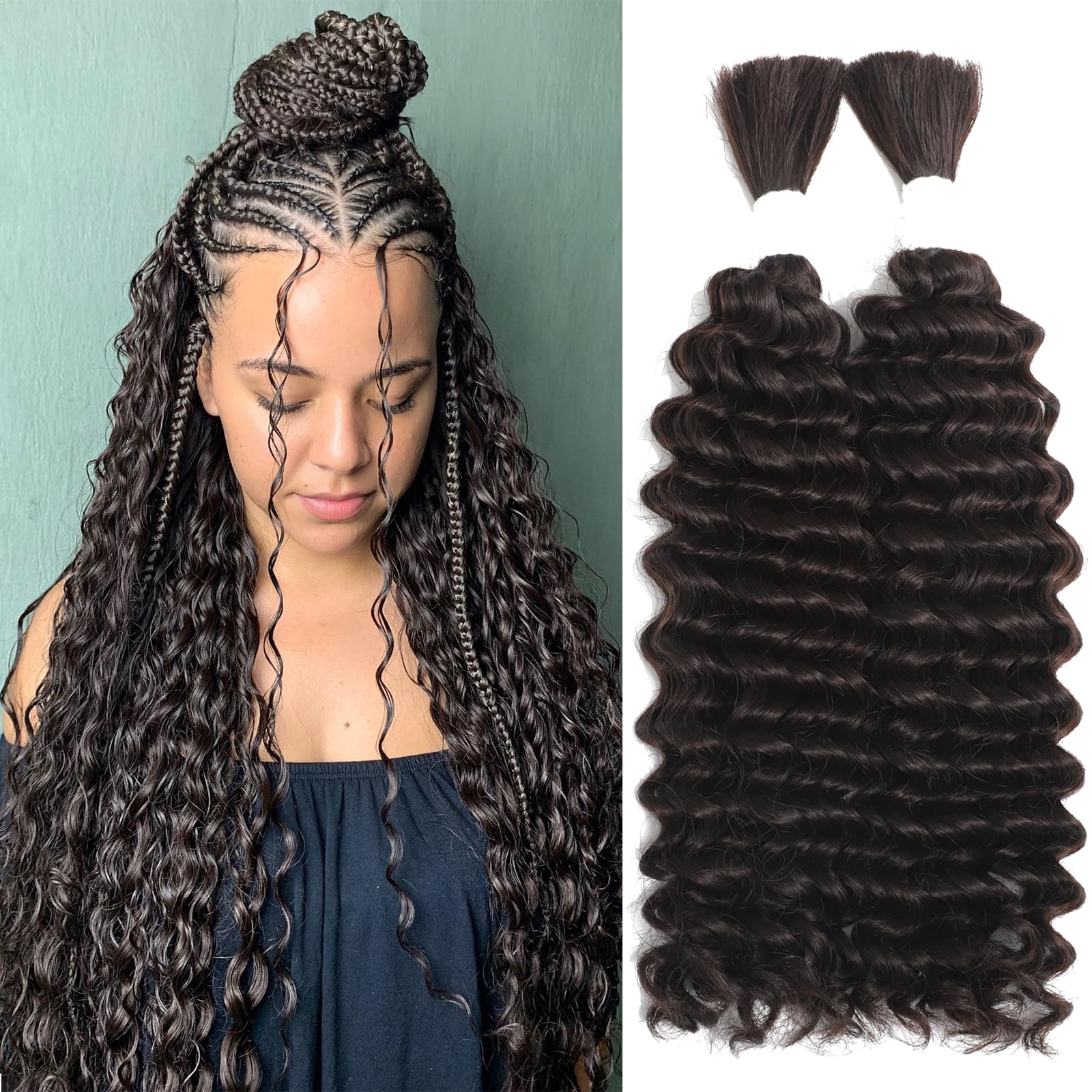 Boho Chic Human & Synthetic Braiding Hair 24in - Chocolate Brown