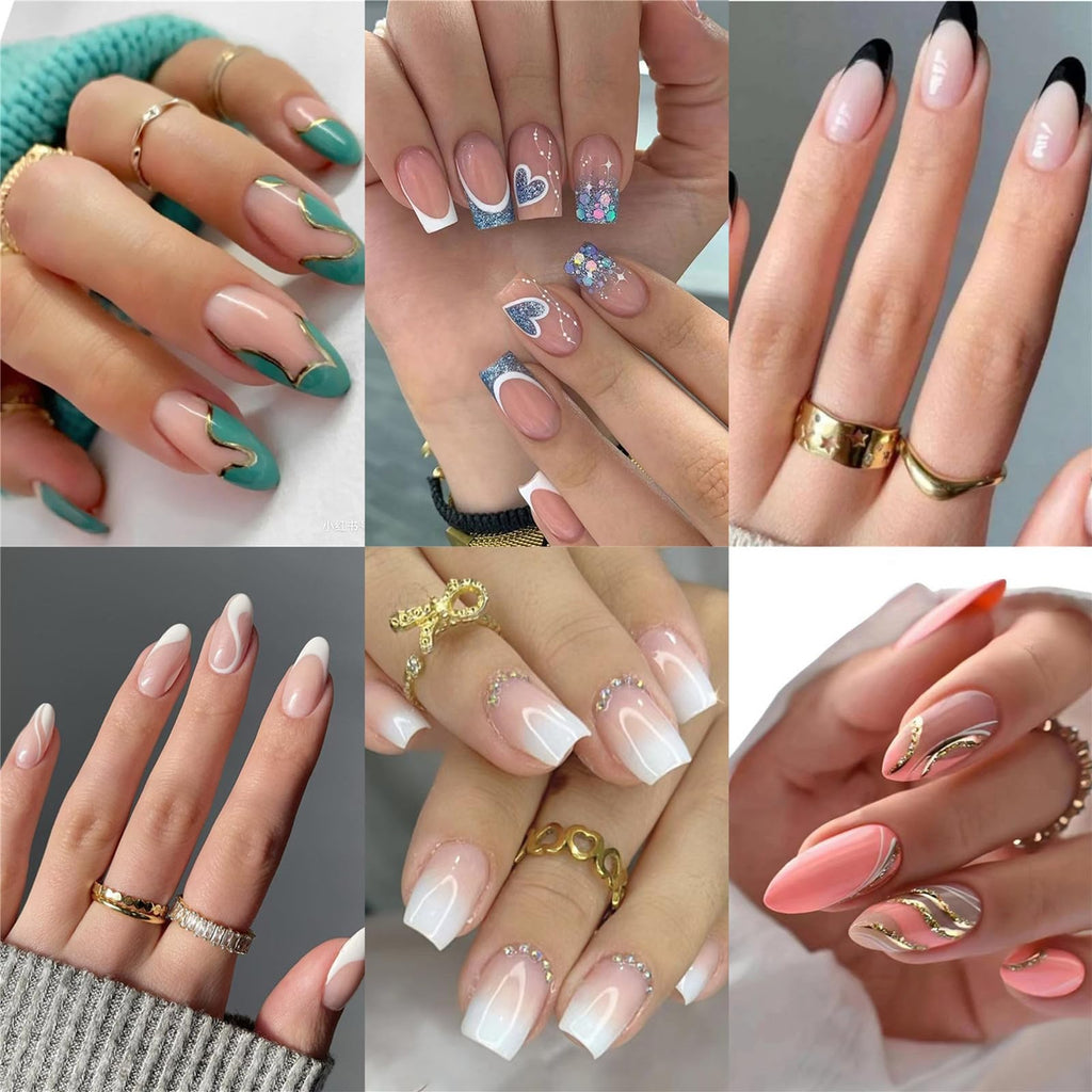 Almond & French Tip Press-On Nails – 144pc Set